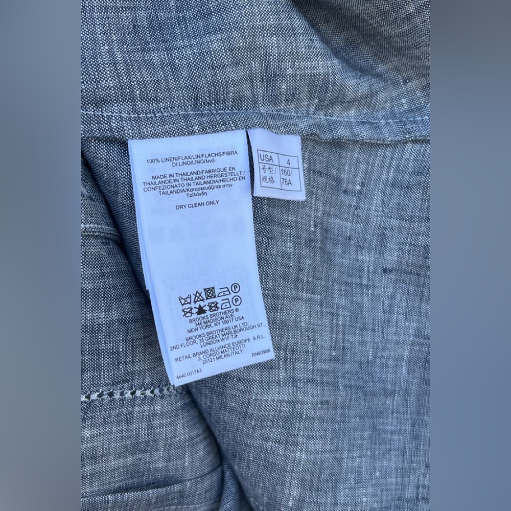 Women 346 Brooks Brothers grey button 100% Linen shirt 4 - Picture 4 of 4